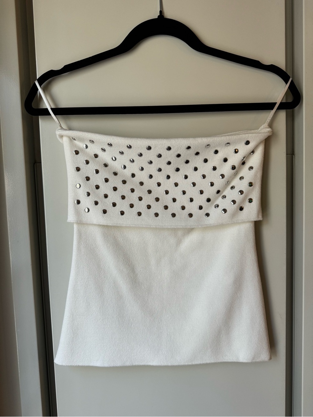 Zara White Studded Strapless Tube Top